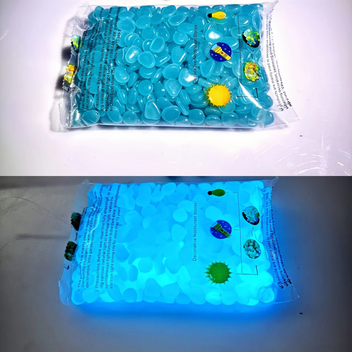 100pcs Glow In The Dark Pebbles: Resin Luminous Stones for Aquarium Decor