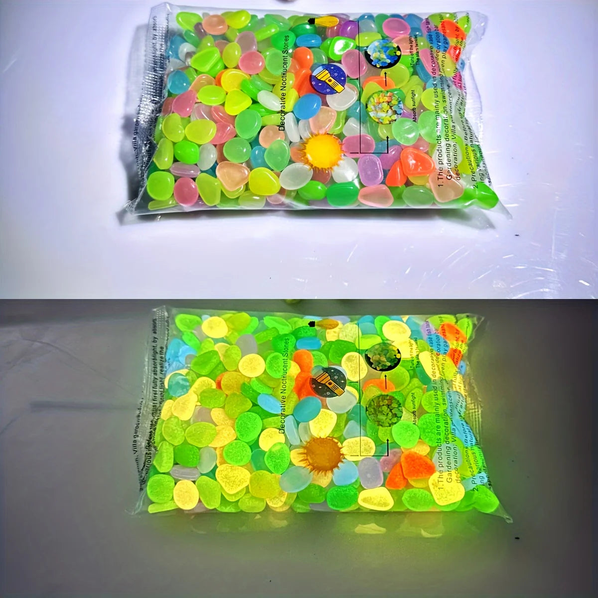 100pcs Glow In The Dark Pebbles: Resin Luminous Stones for Aquarium Decor