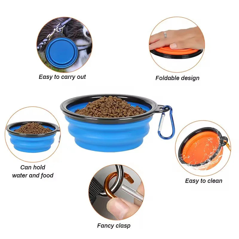 Foldable Silicone Pet Bowl Portable Dog Water Feeding Dish Outdoor Travel Bowl Lightweight Collapsible Bowl For Camping Hiking