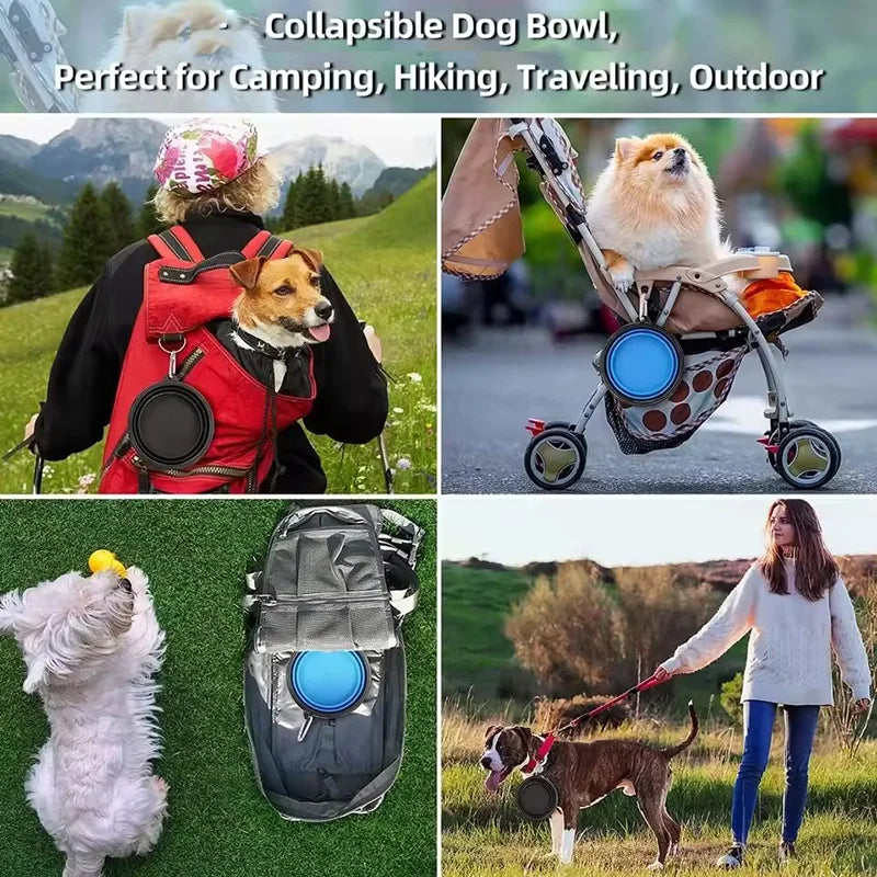 Foldable Silicone Pet Bowl Portable Dog Water Feeding Dish Outdoor Travel Bowl Lightweight Collapsible Bowl For Camping Hiking