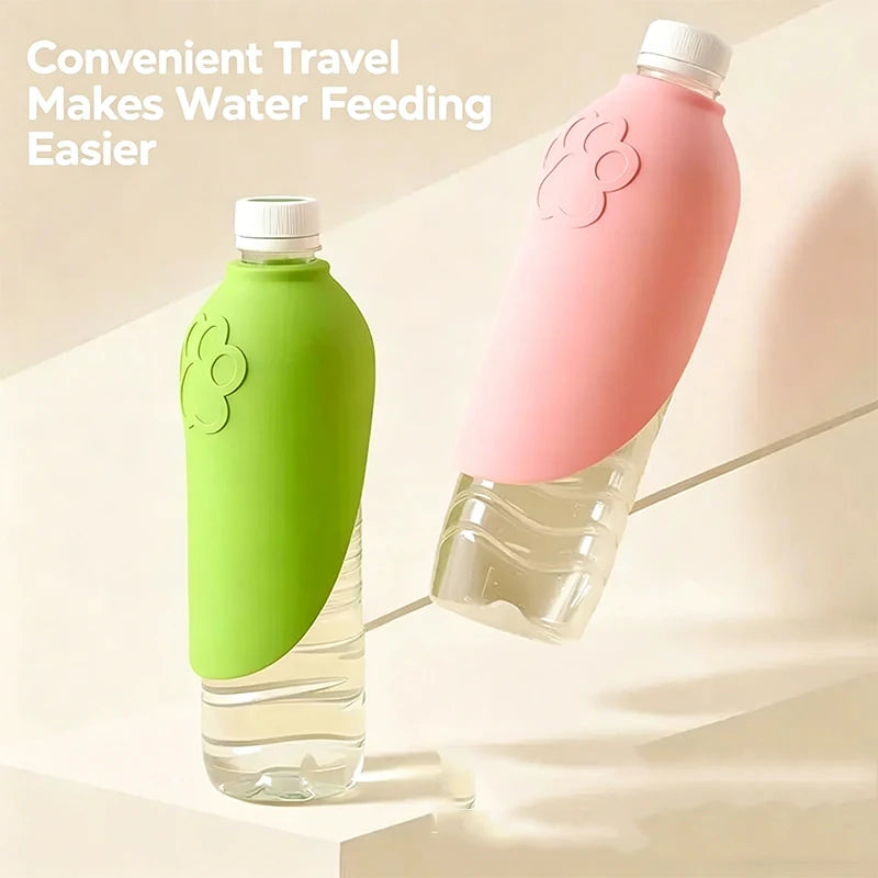 Portable Silicone Pet Water Bottle, Outdoor Dog/Cat Travel Drinking Bowl, Foldable Water Dispenser Interchangeable Bottle