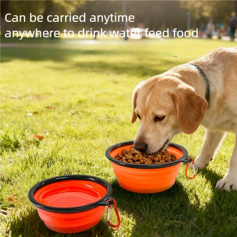 Foldable Silicone Pet Bowl Portable Dog Water Feeding Dish Outdoor Travel Bowl Lightweight Collapsible Bowl For Camping Hiking
