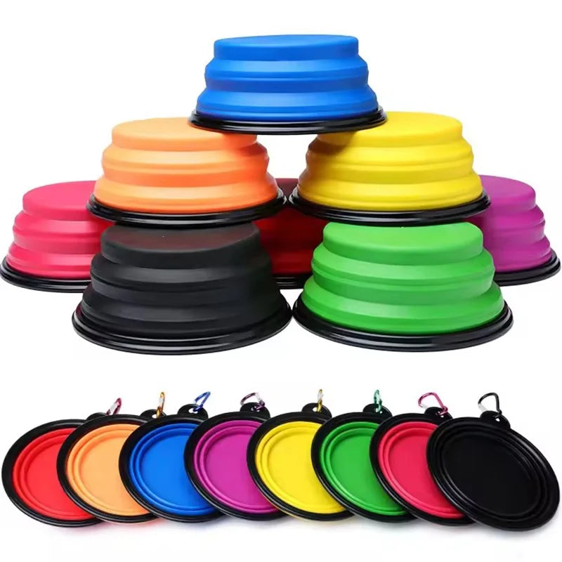 Foldable Silicone Pet Bowl Portable Dog Water Feeding Dish Outdoor Travel Bowl Lightweight Collapsible Bowl For Camping Hiking