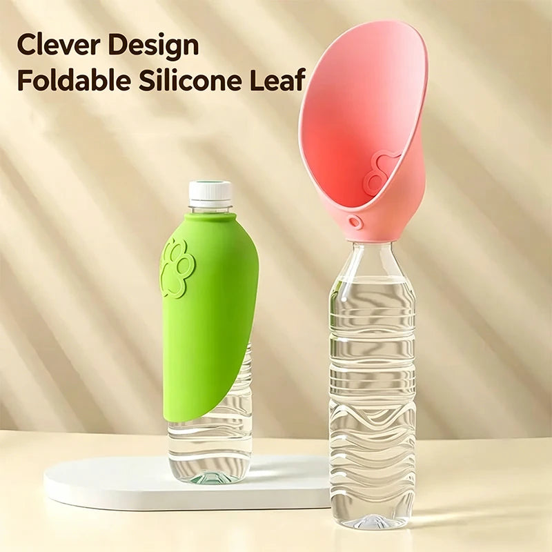 Portable Silicone Pet Water Bottle, Outdoor Dog/Cat Travel Drinking Bowl, Foldable Water Dispenser Interchangeable Bottle