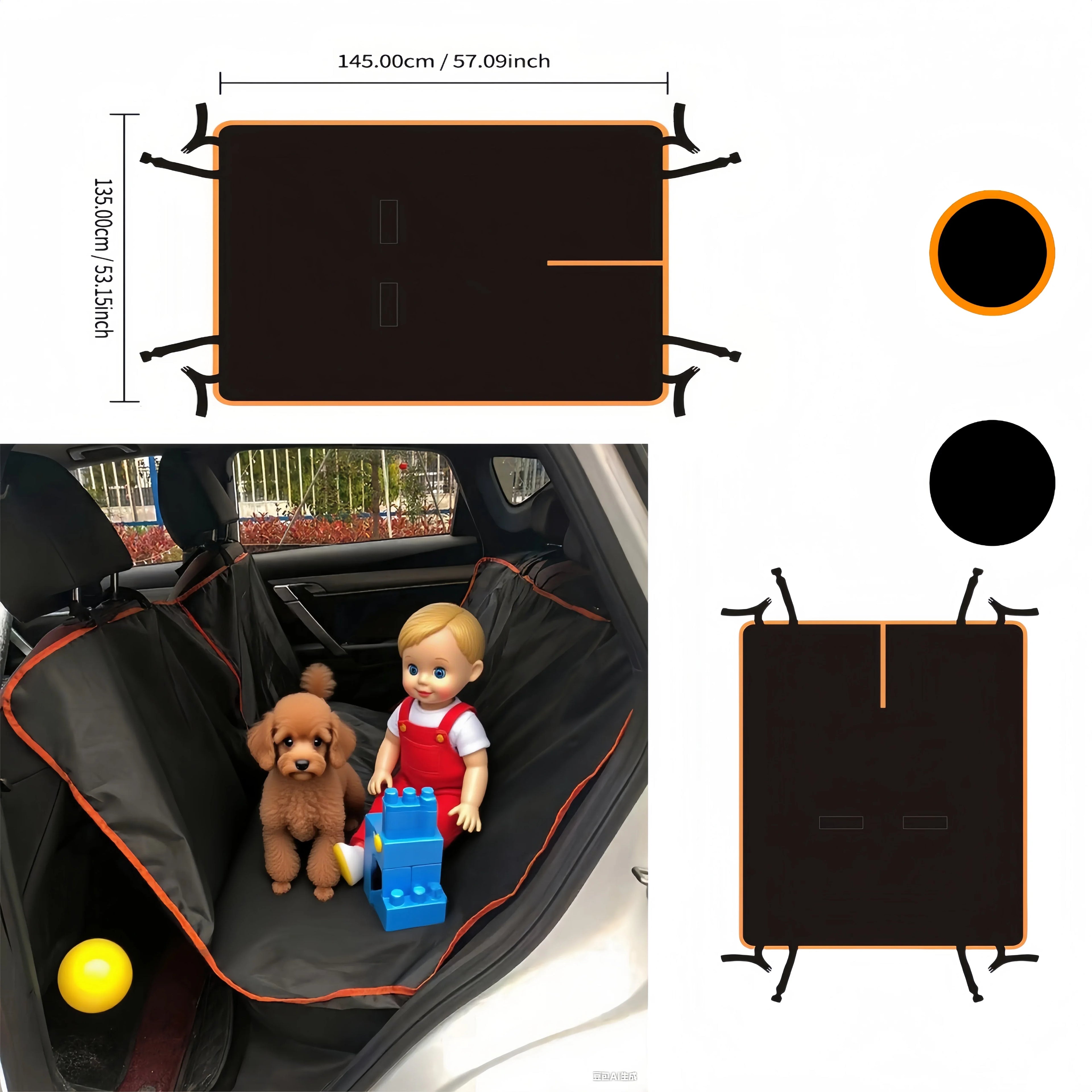 Dog Car Seat Cover Oxford Hammock Waterproof Scratchproof Pet Seat Protector for Cars Trucks SUVs Durable Back Seat Cover