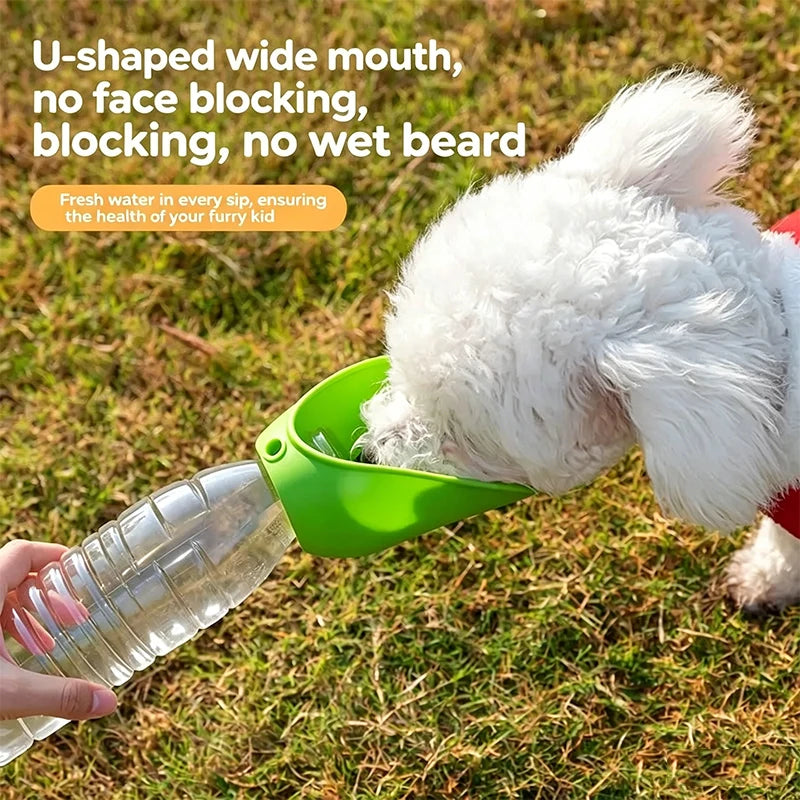Portable Silicone Pet Water Bottle, Outdoor Dog/Cat Travel Drinking Bowl, Foldable Water Dispenser Interchangeable Bottle