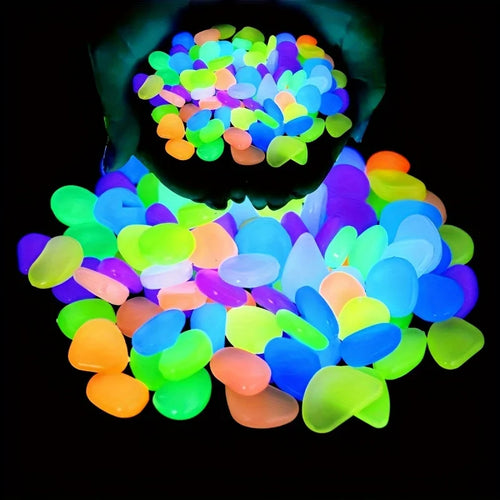 100pcs Glow In The Dark Pebbles: Resin Luminous Stones for Aquarium Decor