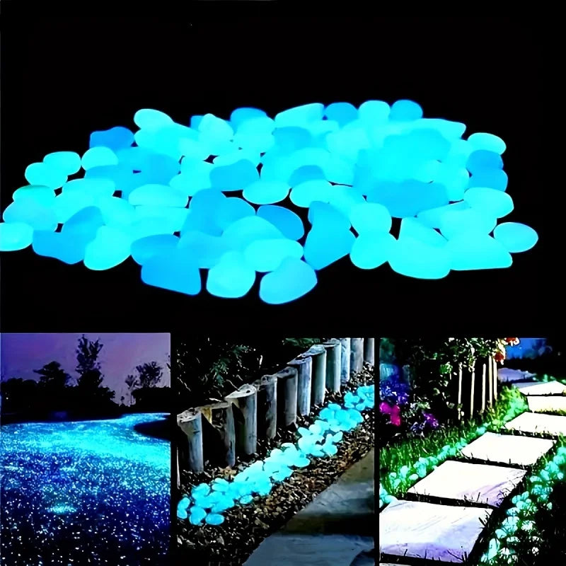 100pcs Glow In The Dark Pebbles: Resin Luminous Stones for Aquarium Decor